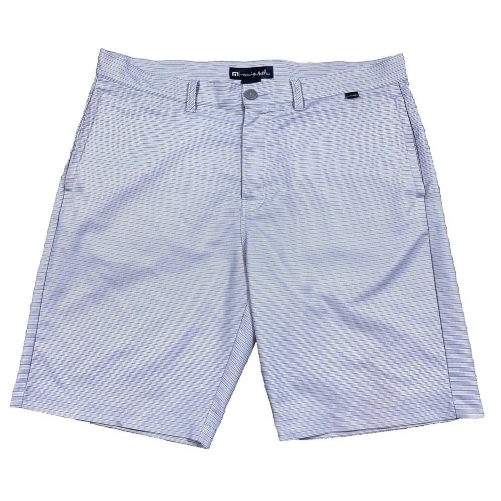 Travis Mathew Golf Shorts Men 36‎ Gray Striped Chino Performance Wicking Adult